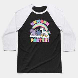 Unicorn Party Narwhal Hippopotamus Hippo Baseball T-Shirt